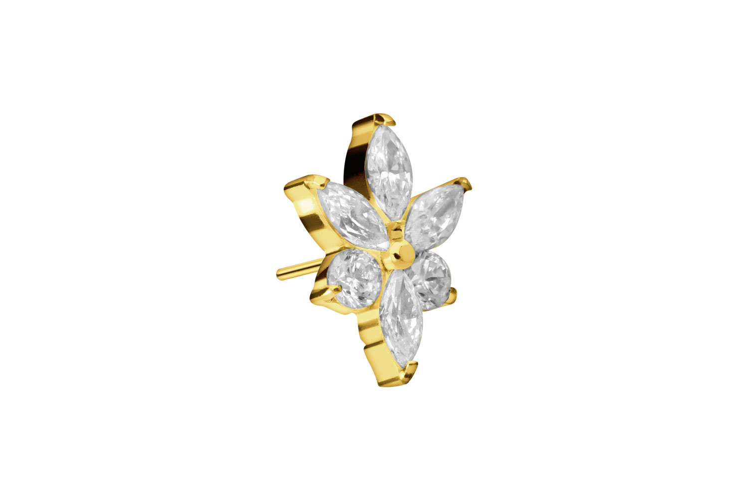 Titan Aufsatz mit Push Pin KRISTALLBLUME von Piercingline